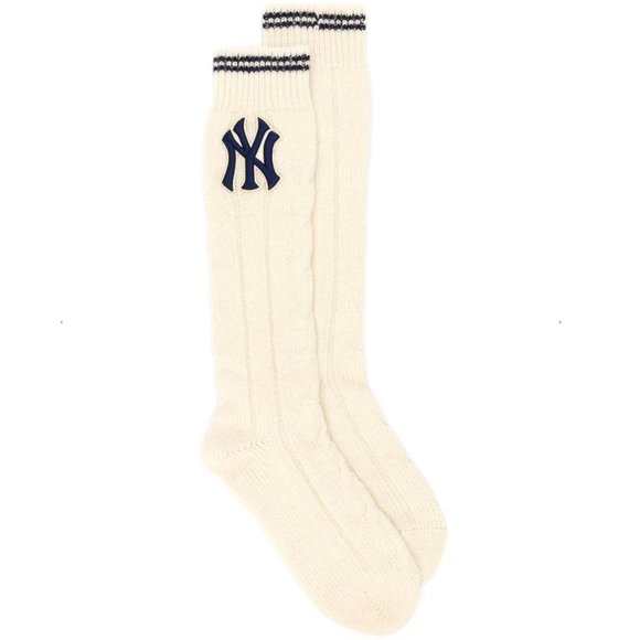 Gucci NY Yankees Wool Knit Socks in Beige NEW WITH TAGS - Picture 1 of 5
